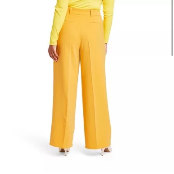 2X 🔖 SERGIO HUDSON x Target Yellow High-Waist Wide Leg Tailored Trousers - Picture 4 of 11